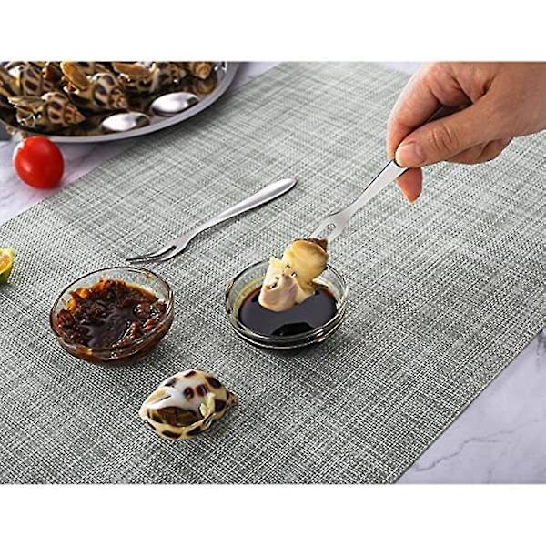 Sæt med Escargot Tallerken i Rustfrit Stål med Tænger og Gaffel, 12 Huller