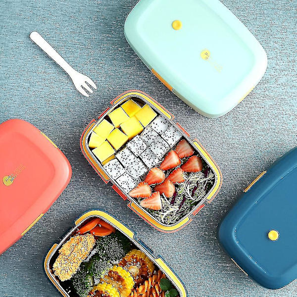 Bærbar Bento Box med enkelt rum, enkelt lag, rustfrit stål, PP og silikone