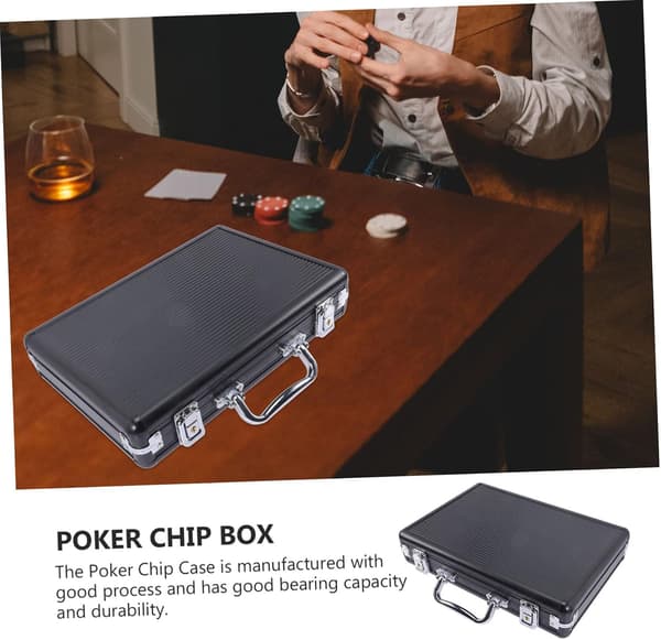Pokerchip-etui til voksne og forhandlere, sort aluminiumslegering 30x21,5x6cm