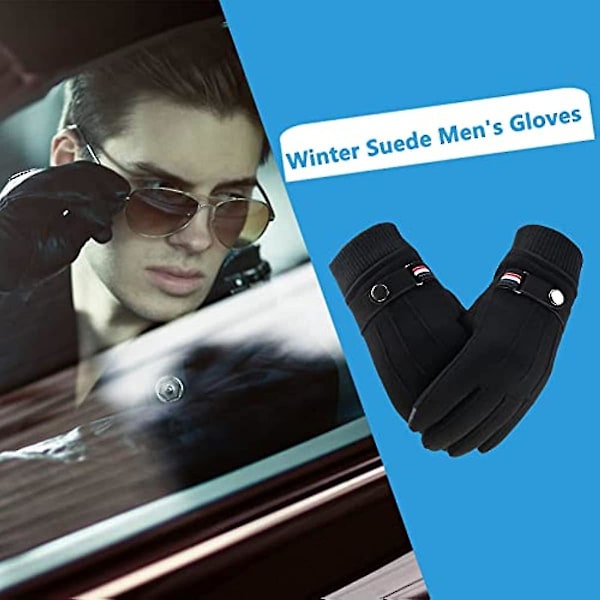 Vintertermohandskar för Män och Kvinnor, Anti-Halk Suede Fleece Touchscreen Handskar