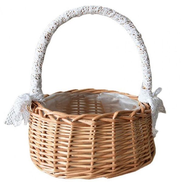 Blomsterkurv med blonder og håndtak - Perfekt for piknik