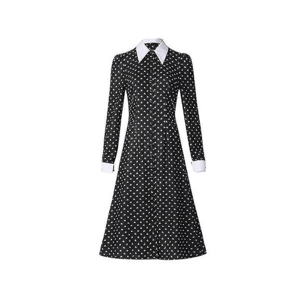 Wednesday Adams Kostume Sæt Kortærmet Kjole Broche Outfits Til Kvinder Rolleleg 120 Dress 3