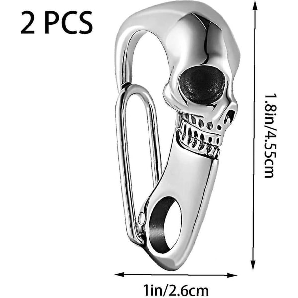 Metallinen avaimenperä, kallohummeri soljet avaimenperä, karbiinikiristin, avainsoljet miehille hopea) (2 kpl)