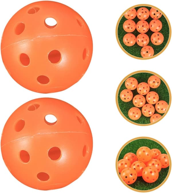 12 stk. hule indendørs pickleball-bolde i PE-materiale, orange mini-træningsgolfbolde