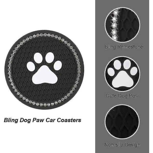 Bilcoaster Anti-Skli - Kopperholder for Bil - 2,75 Tommer Universal Bling Hundefot Bilcoaster