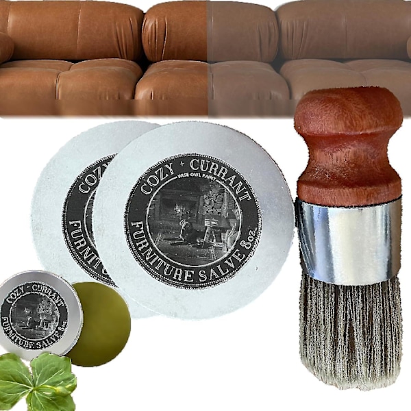 Möbelbalsam för Läder, Läderbalsam för Möbel, Lädermöbelbalsam och Borste, Möbelbalsamborste, Möbelbalsam för Trä 2pcs