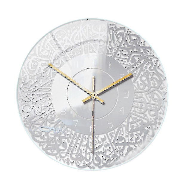 Islamisk Kvarts Akryl Väggklocka Pendel Muslimsk Vardagsrum (silver)