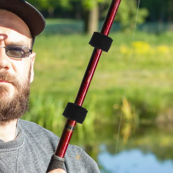 5 stk. elastiske fiskestangbelter, justerbart elastisk stoff og gummimateriale
