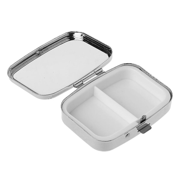 5,6x4,2 cm Rektangulær Mini Pilleboks i Rustfritt Stål, Solid Farge Sølv, Medisinorganisatorholder