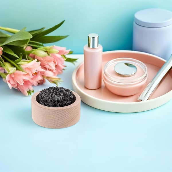 Vulkanisk sten aromdiffusor med bas i bokträ, naturlig lavasten passiv diffusor