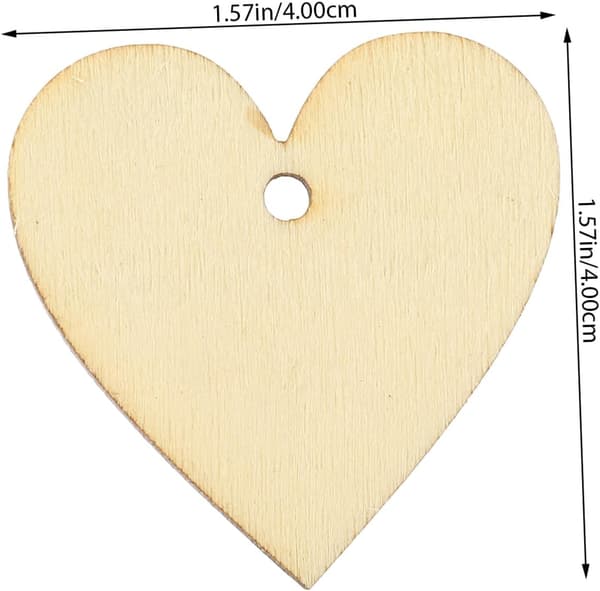 2 sett hjerte DIY trepynt 4 cm treskiver med 100 stk blanke hjerteutskjæringer