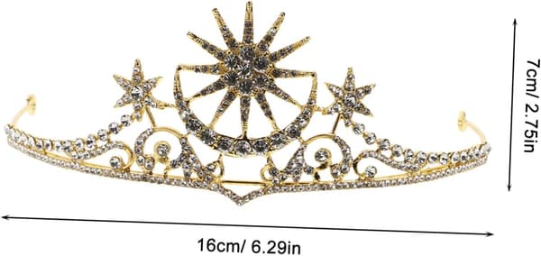Flash Crown Pannebånd Rhinestone Tiara Bryllupsbrude Hodeplagg Stjerne Måne Smykker for Kvinner Hårpynt