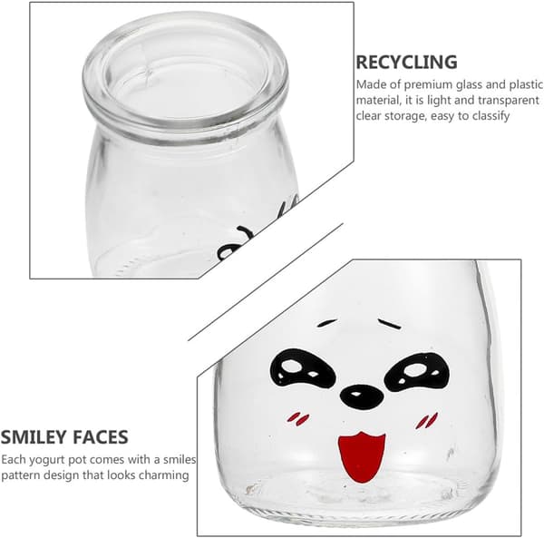 8 st puddingglasflaskor yoghurtflaskor 120 ml glas återanvändbara släta kanter bedårande tecknat mönster