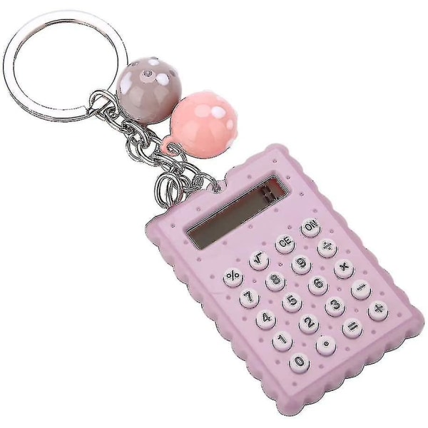 Søt mini bærbar kalkulator, 8-sifret mini lommekalkulator med nøkkelring-blå