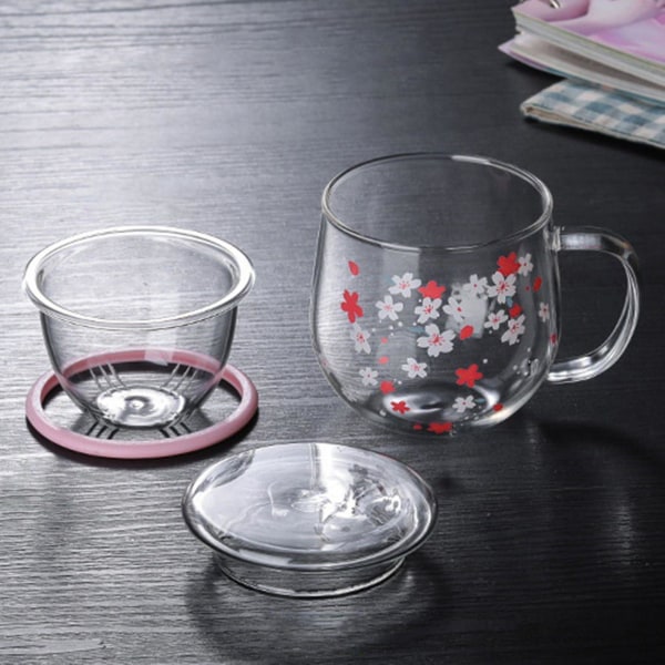 Sakura krus Glass krus med teinfuser filterlokk Cherry Blossoms koppsett Blossoms Flower Tekopp 300