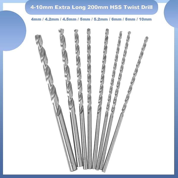 4-10mm Extra Lång 200mm HSS Spiralborr Rak Borrbit Verktyg