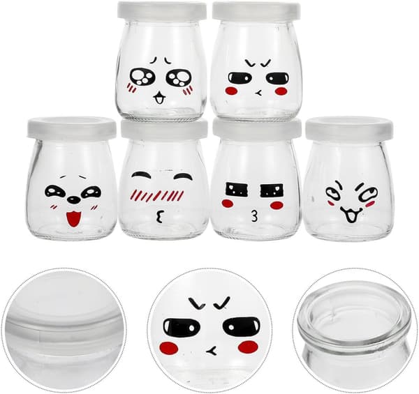 8 st puddingglasflaskor yoghurtflaskor 120 ml glas återanvändbara släta kanter bedårande tecknat mönster