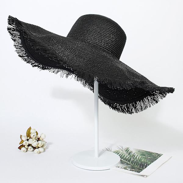 Unisex Sommarstrand Halmvävd Hatt Jazz Andningsbar Hatt Stor Brätte Keps White