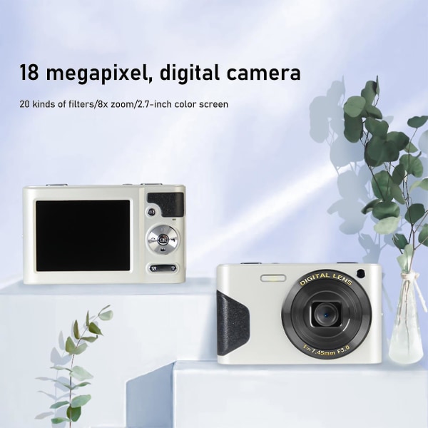 Digitalkamera 18mp 2,7 tum LCD-skärm 8x Digital Zoom FHD 1080p Digitalkamera Liten kamera för tonåringar studenter pojkar flickor seniorer