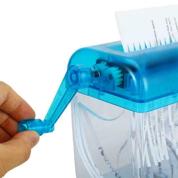 Mini Blå Shredder Crusher Papir Dokumenter Klippemaskin