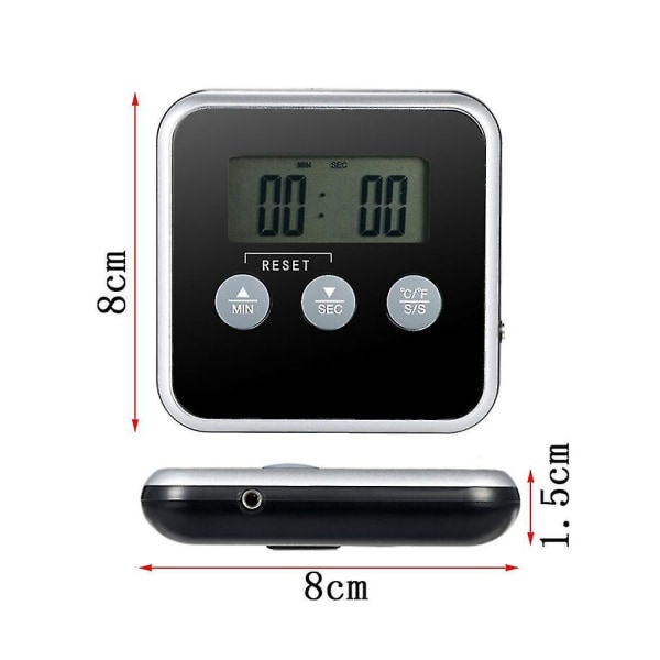 Digital Display C/f Madtermometer Sonde Timer Måler
