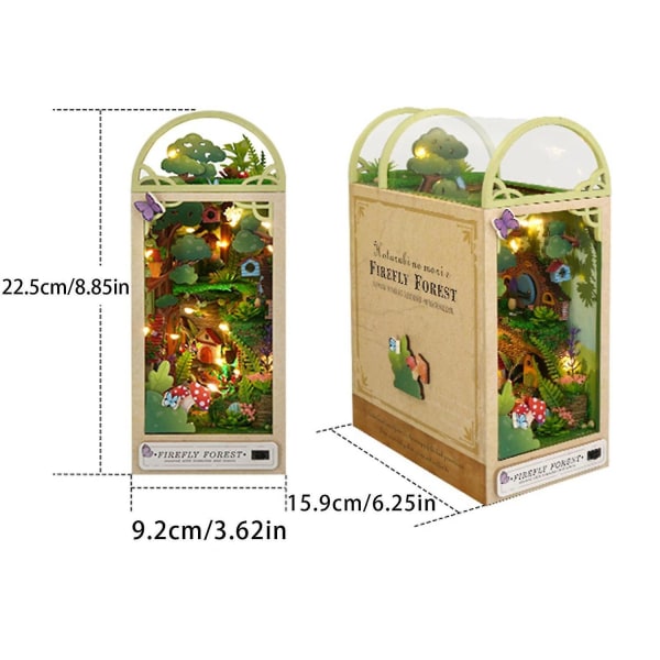 Træ 3d DIY Book Nook Miniature Kit Firefly Forest Decor