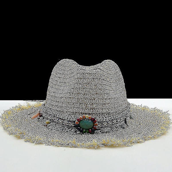Evago Panamahattar Dam Kvinna Sommar Raffia Solhatt Man Kvinna Khaki Halm Smaragd Dekorera 2020 Ny Mode Män Jazzhatt beige