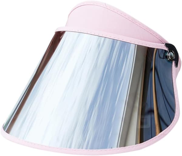Stilfuld lyserød solskærmshat med reflekterende linse, PC-materiale til udendørs rejser