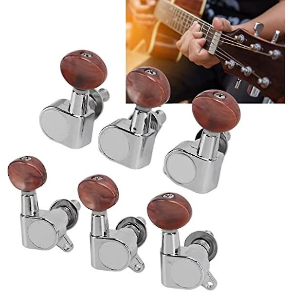 6 st Stängda Gitarr Stämningsknappar Akustisk Gitarr Metall Stämningsknappar 3 Vänster 3 Höger