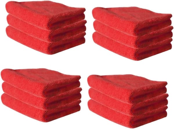 Mikrofiberdiskhanddukar 12-pack 30x30cm Röd Stark Sanering