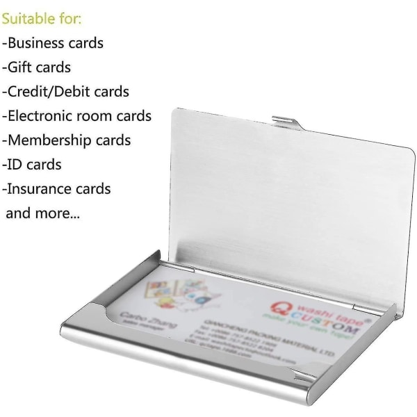 Ultrakevyt käyntikorttiteline Ammattimainen ruostumattomasta teräksestä valmistettu käyntikorttiteline matkustamiseen ja työhön (1 kpl)