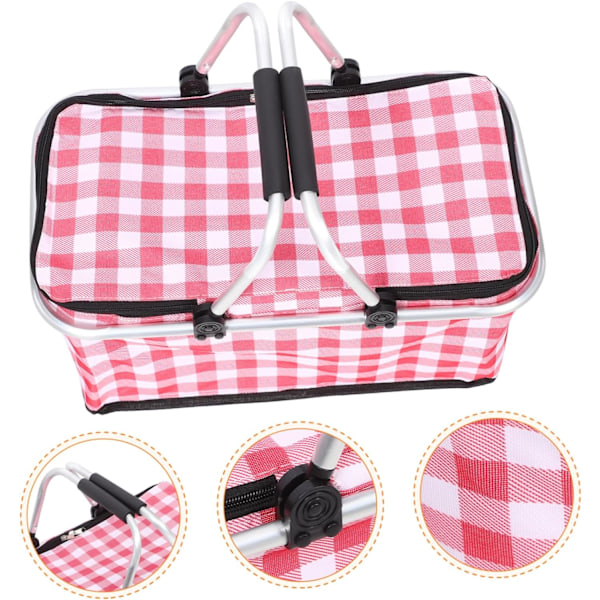 Picknickkylväska med dragkedja, isolerad picknickkorg för lunch, portabel bentoväska