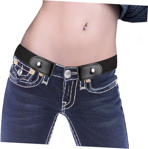Stretchbälte för byxor Elastiskt PU-midjebälte utan spänne Töjbart modeaccessoar för kvinnor Jeans Tröjor