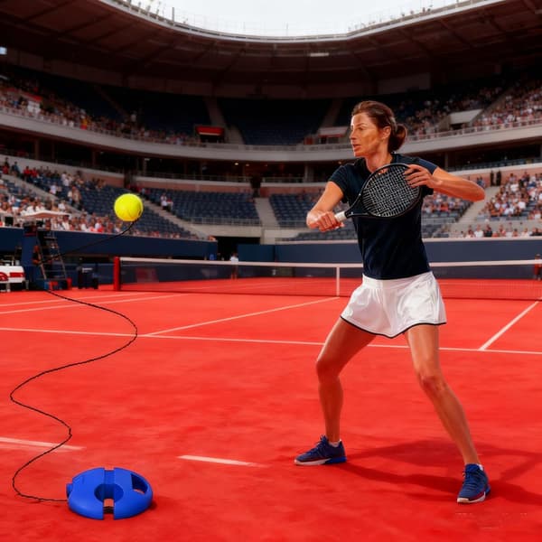 Tennis Rebounder Träningsset med Stabil Blå Bas, 4 Högstudsande Träningsbollar