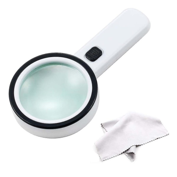30x Förstoringsglas med starkt handhåll, 12 LED-lampor, bästa jumbostorlek med belysning