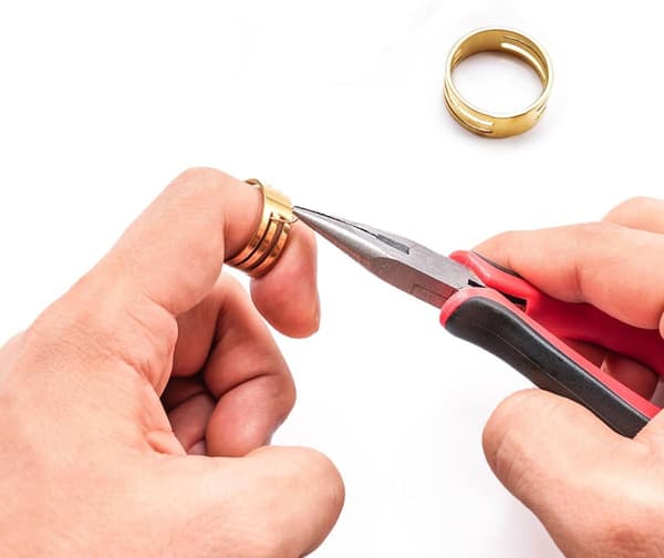 4 stk. værktøjssæt til åbning af springringe i rustfrit stål 18 mm gul ringforbinder