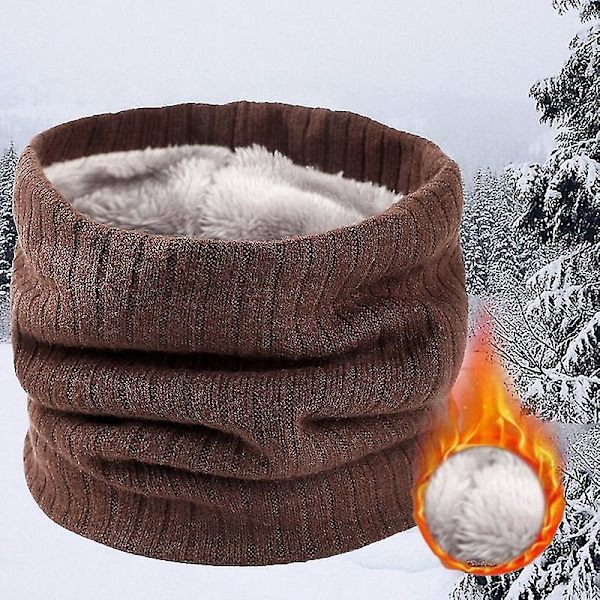 Vinterhalsduk för Män Fleece Ring Bandana Stickad Varm Solid Halsduk Kvinnor Halsvärmare B12-solid