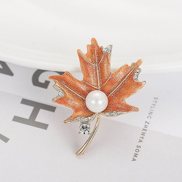 Krystall Lønnblad Perle Brystpinne Mote Alloy Material Elegant Kvinner Perle Brosjer (mønster 1)