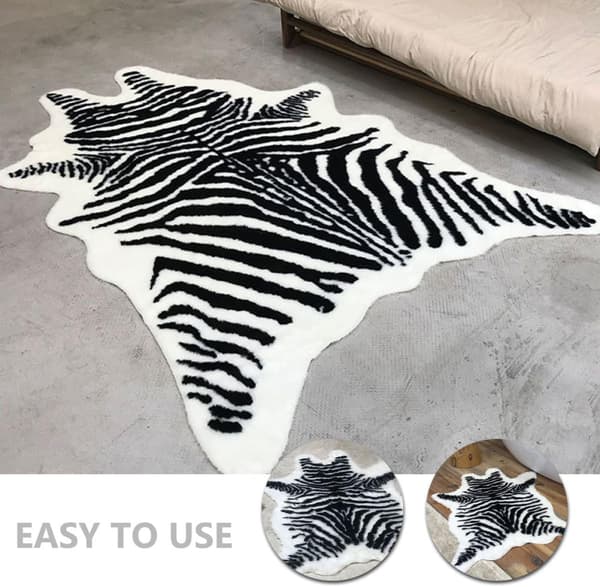 Trykt tæppesimulering Zebraprint Tæppe Akrylfiber Slidstærkt Multifunktionelt