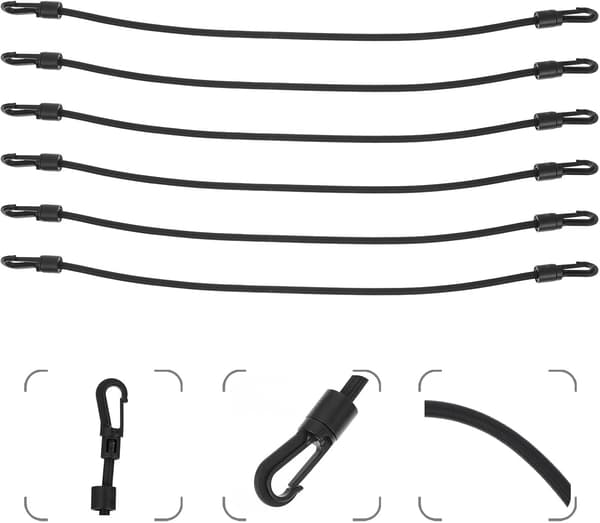 4 st elastiska gummiband med krokar, stretchiga bagageremmar för camping och väskfixering