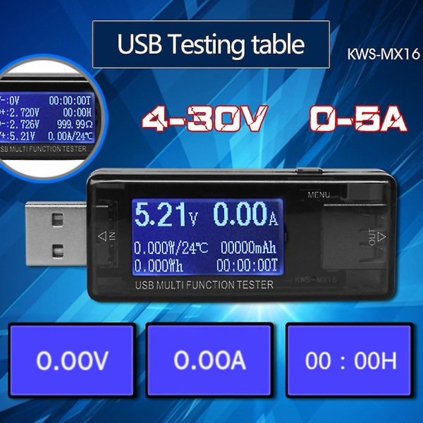 USB multifunksjonstester Voltmeter Amperemeter Monitor
