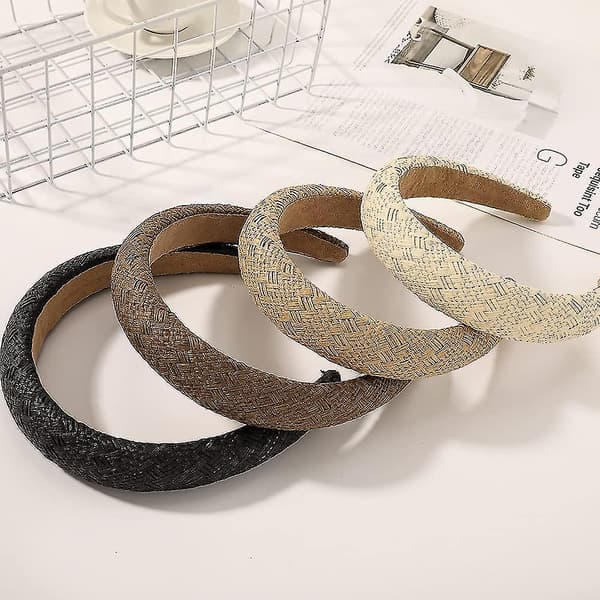 Flettede Halm Hodebånd For Kvinner Og Jenter Tykke Brede Vevde Rattan Boho Hodebånd Sommer Tilbehør Hodeplagg (2-pakning)
