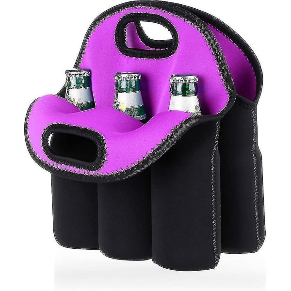 6 Flaskor Extra Tjock Isolerad Neopren Bärväska Flaska Tote Bärväska Väska 1st