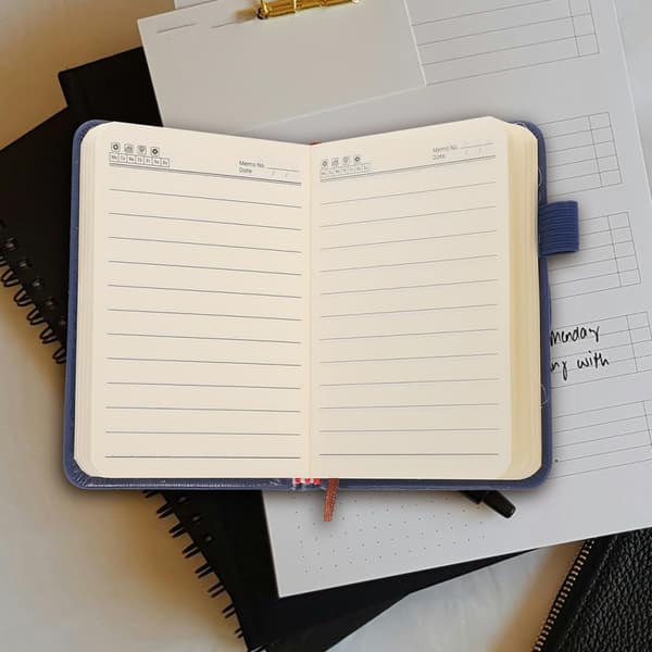 3 stk. A7 lommeblok mini-journal notesbog bærbar mørkeblå lille hardcover executive notesbøger