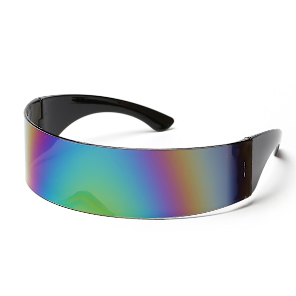 80'er Futuristiske Cyklop Punk Visir Solbriller med Translucent Spejl Linser (Fås i Flere Farver), One Size C