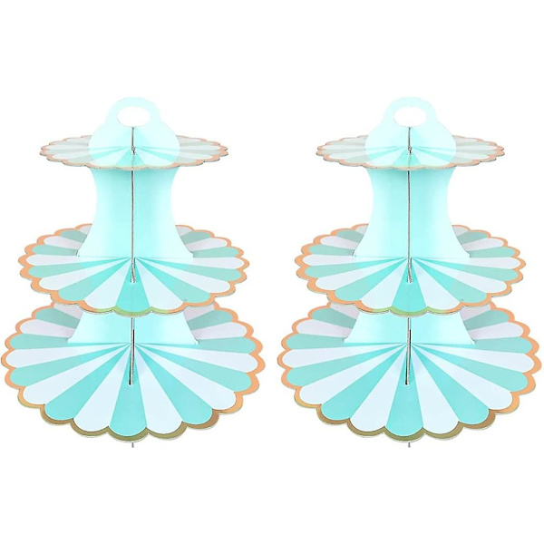 2-pack Papperskakställ, 3-vånings Cupcakesställ Dessert Bakverkstorn Runda Kakställ