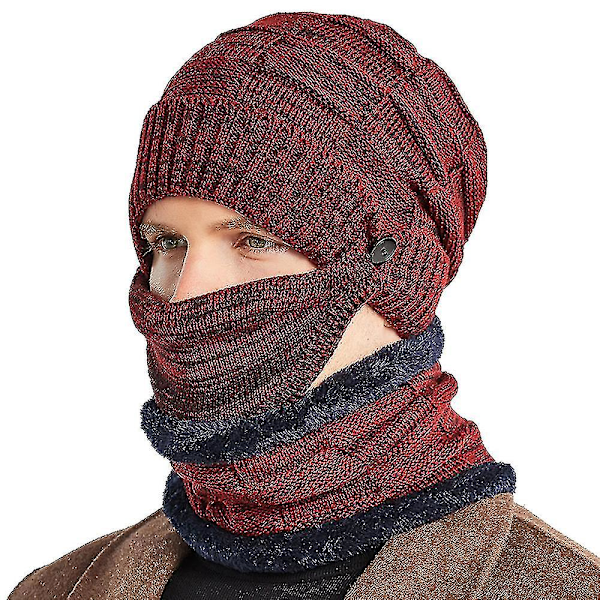 Unisex Miesten ja Naisten Beanie Hat Huivi Kasvomaski Hiihto Beanie Kallo Hattu Wine Red