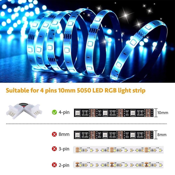 10 stk L-formede 4-bens stik 90-180 grader LED-strimler 10 mm bredde