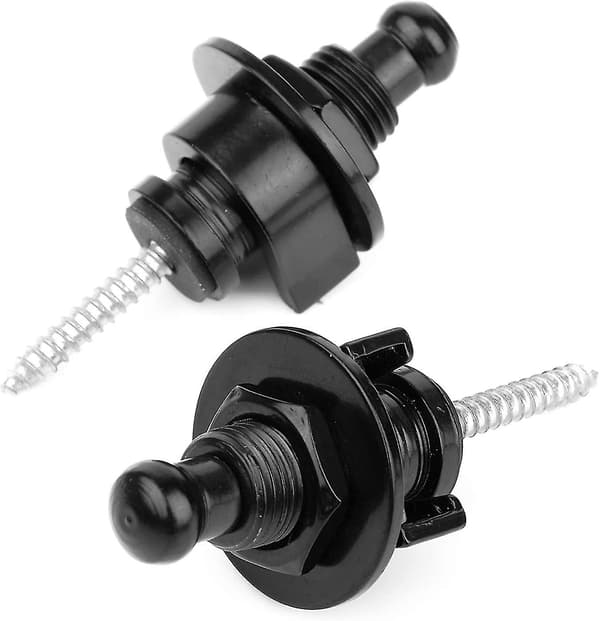 Remsäkert system för gitarrremmar med snabbkoppling - Strap Locks & Buttons Nickel (svart) 2 st