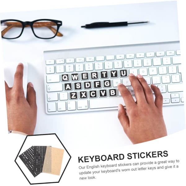 Engelske tastaturklistremerker 3-pakning Universell passform for PC Enkel å installere Langvarig